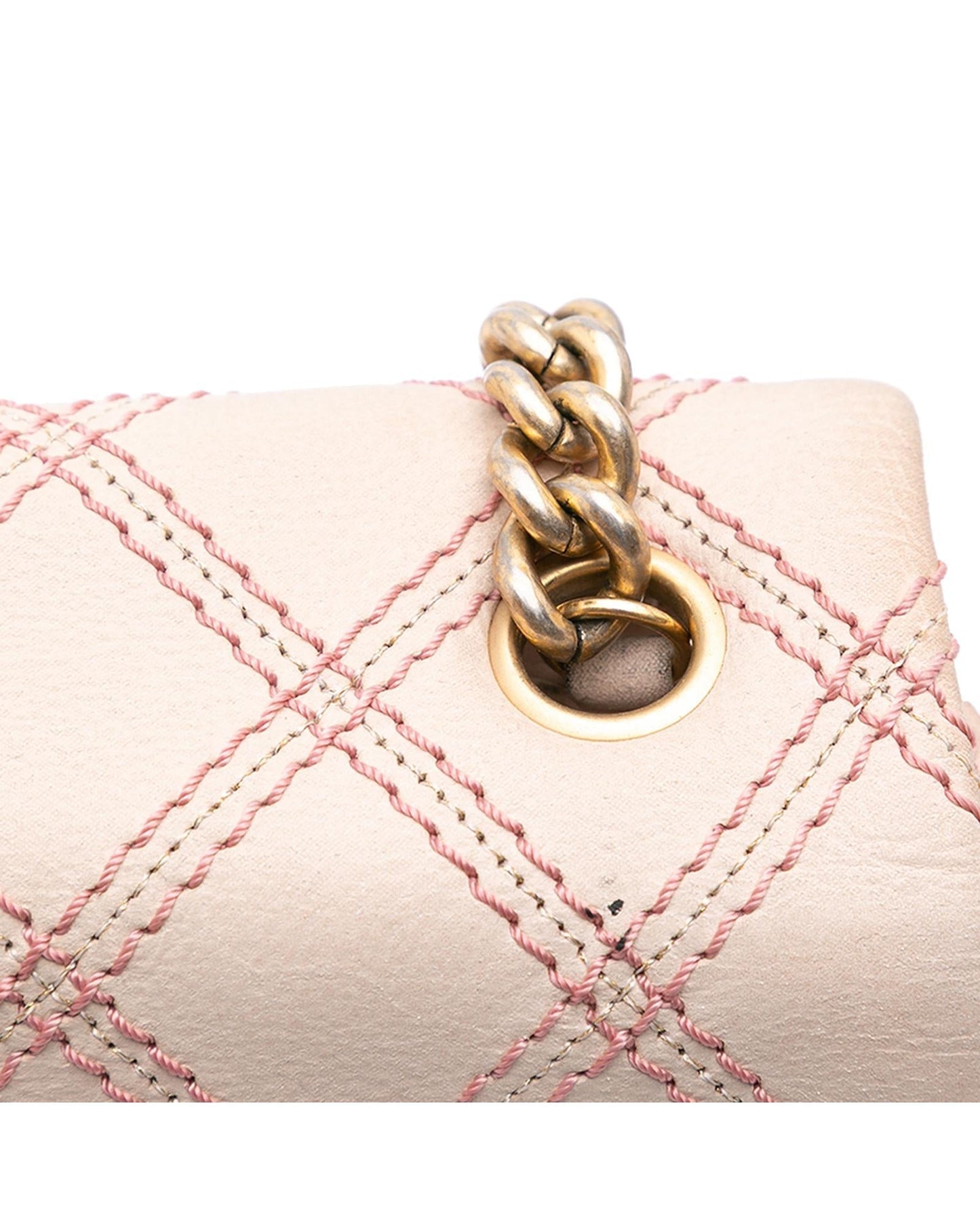 Jumbo Quilted Triple Stitched Flap Crossbody Bag with Gold-Tone Chain Strap