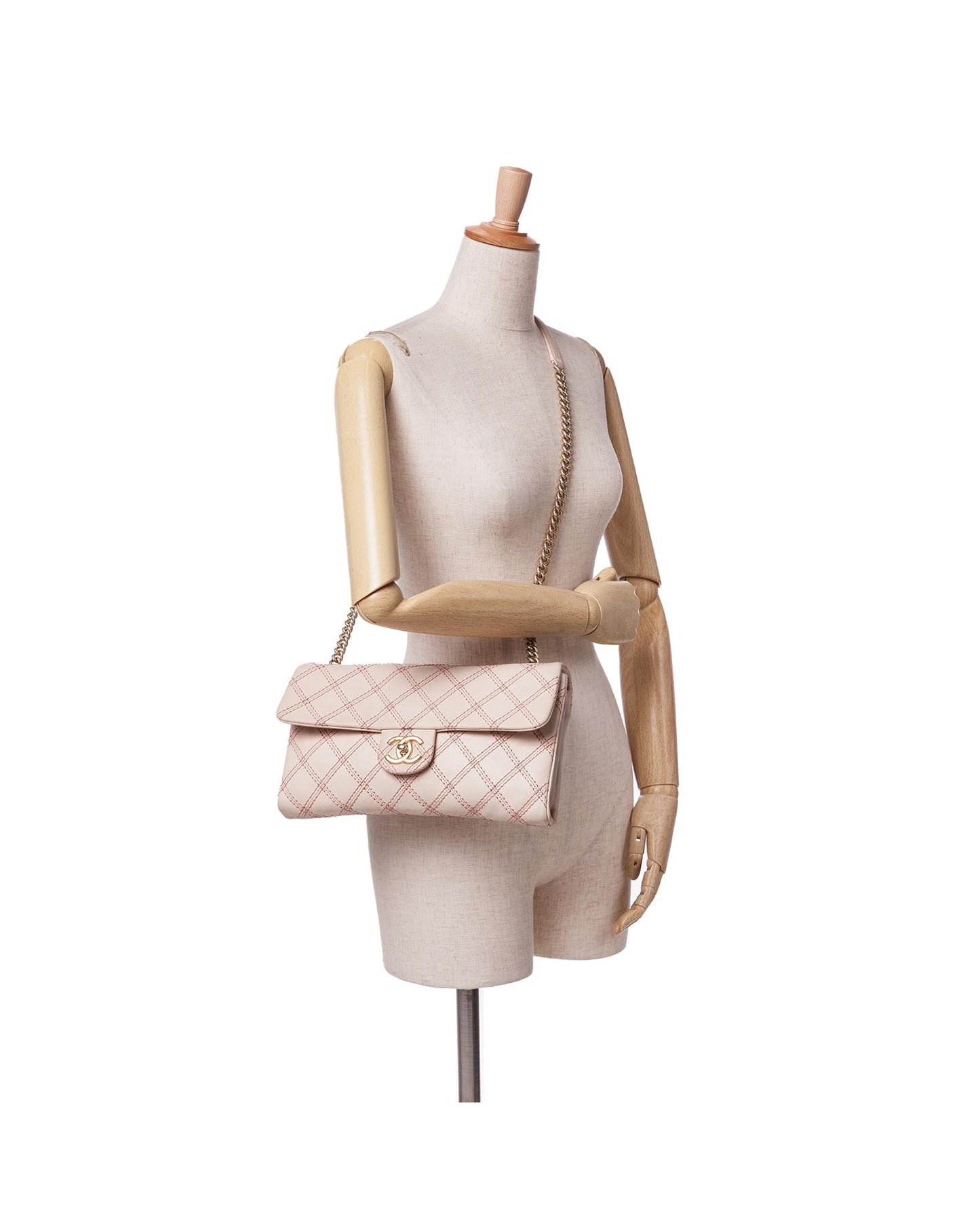 Jumbo Quilted Triple Stitched Flap Crossbody Bag with Gold-Tone Chain Strap