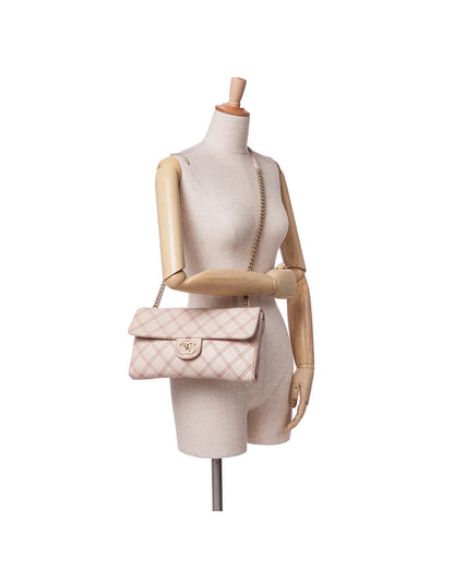 Jumbo Quilted Triple Stitched Flap Crossbody Bag with Gold-Tone Chain Strap