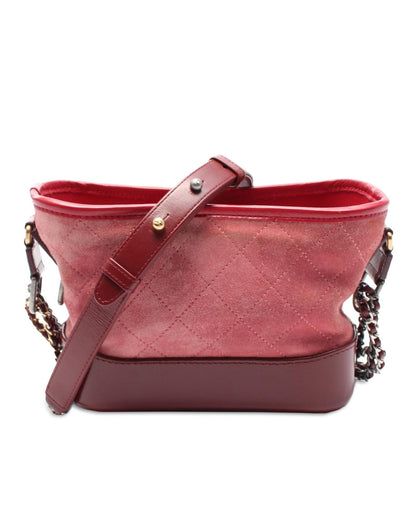 Small Suede Quilted Crossbody Bag with Chain-Link Straps
