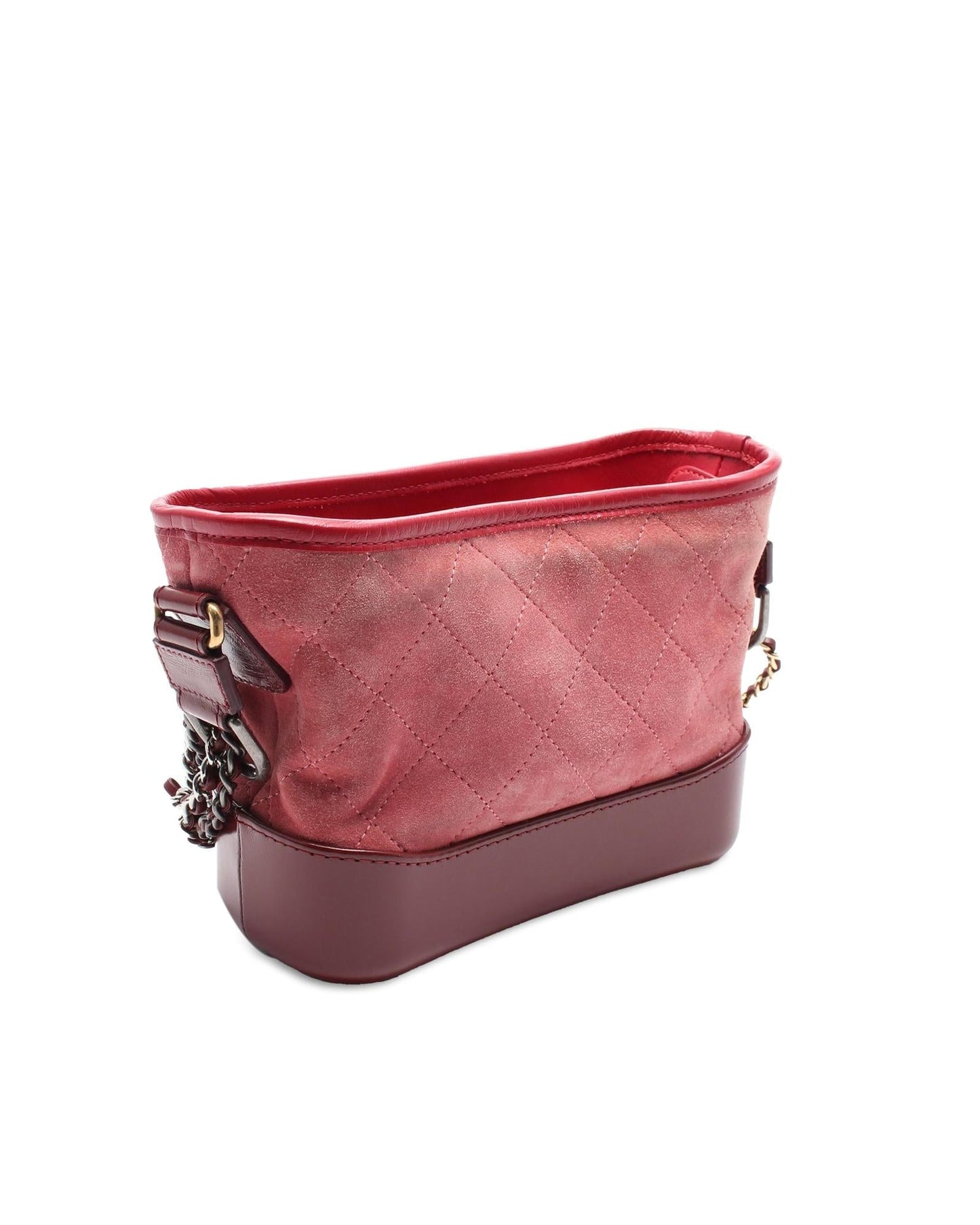 Small Suede Quilted Crossbody Bag with Chain-Link Straps