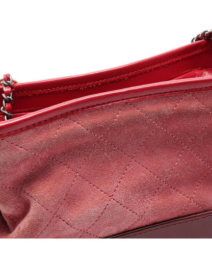 Small Suede Quilted Crossbody Bag with Chain-Link Straps