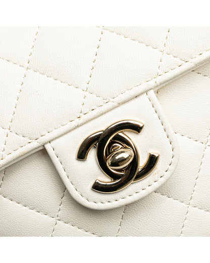 Mini Lambskin Heart Crossbody Bag with Quilted Leather and Chain Strap