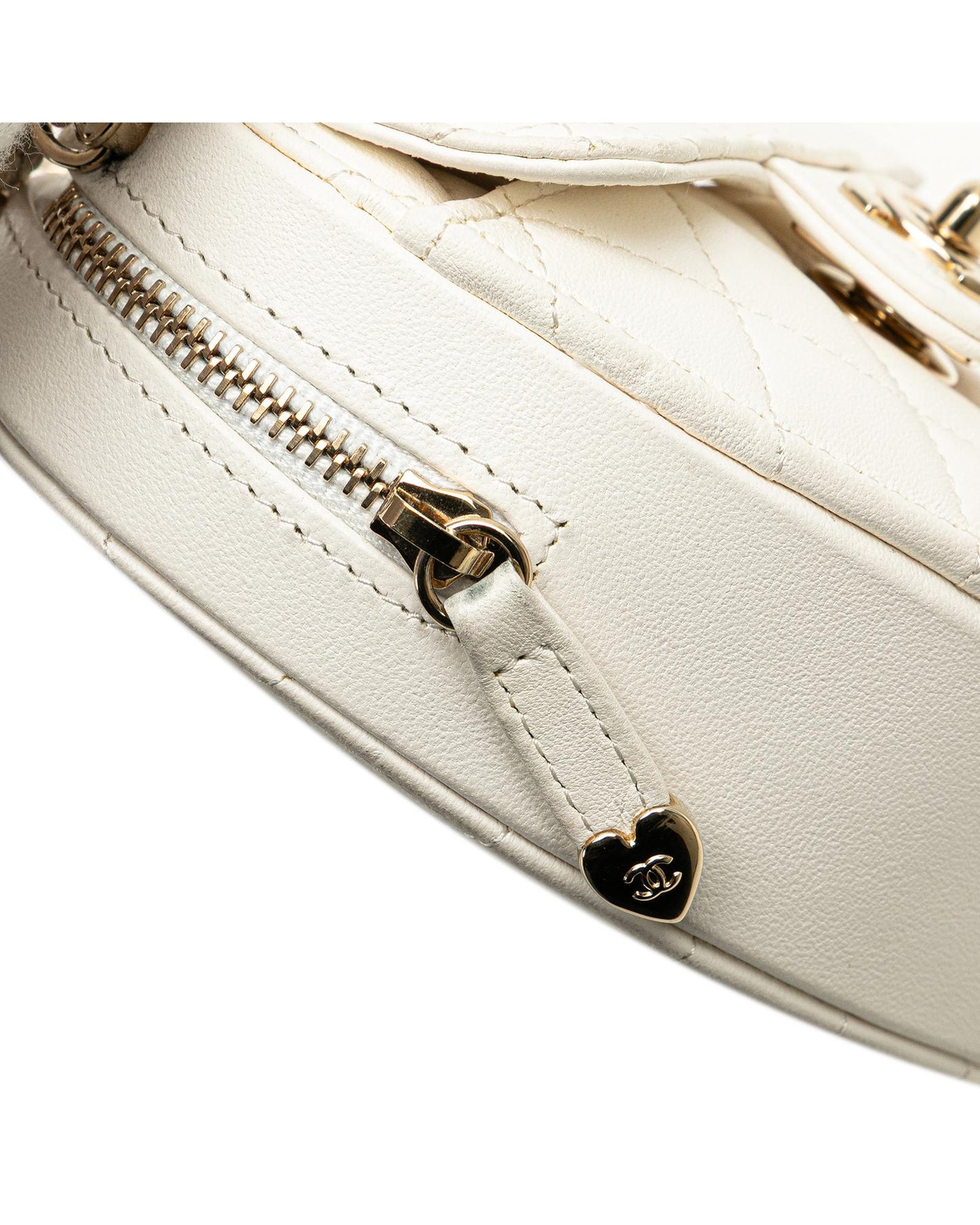 Mini Lambskin Heart Crossbody Bag with Quilted Leather and Chain Strap