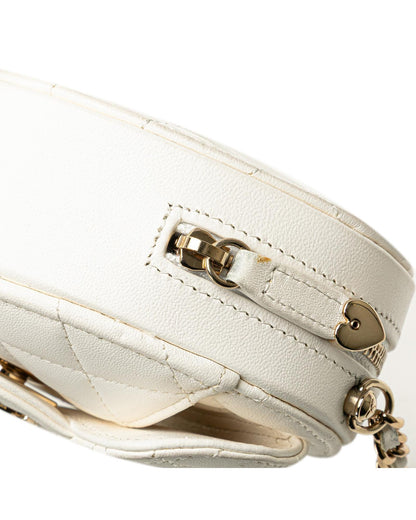 Mini Lambskin Heart Crossbody Bag with Quilted Leather and Chain Strap