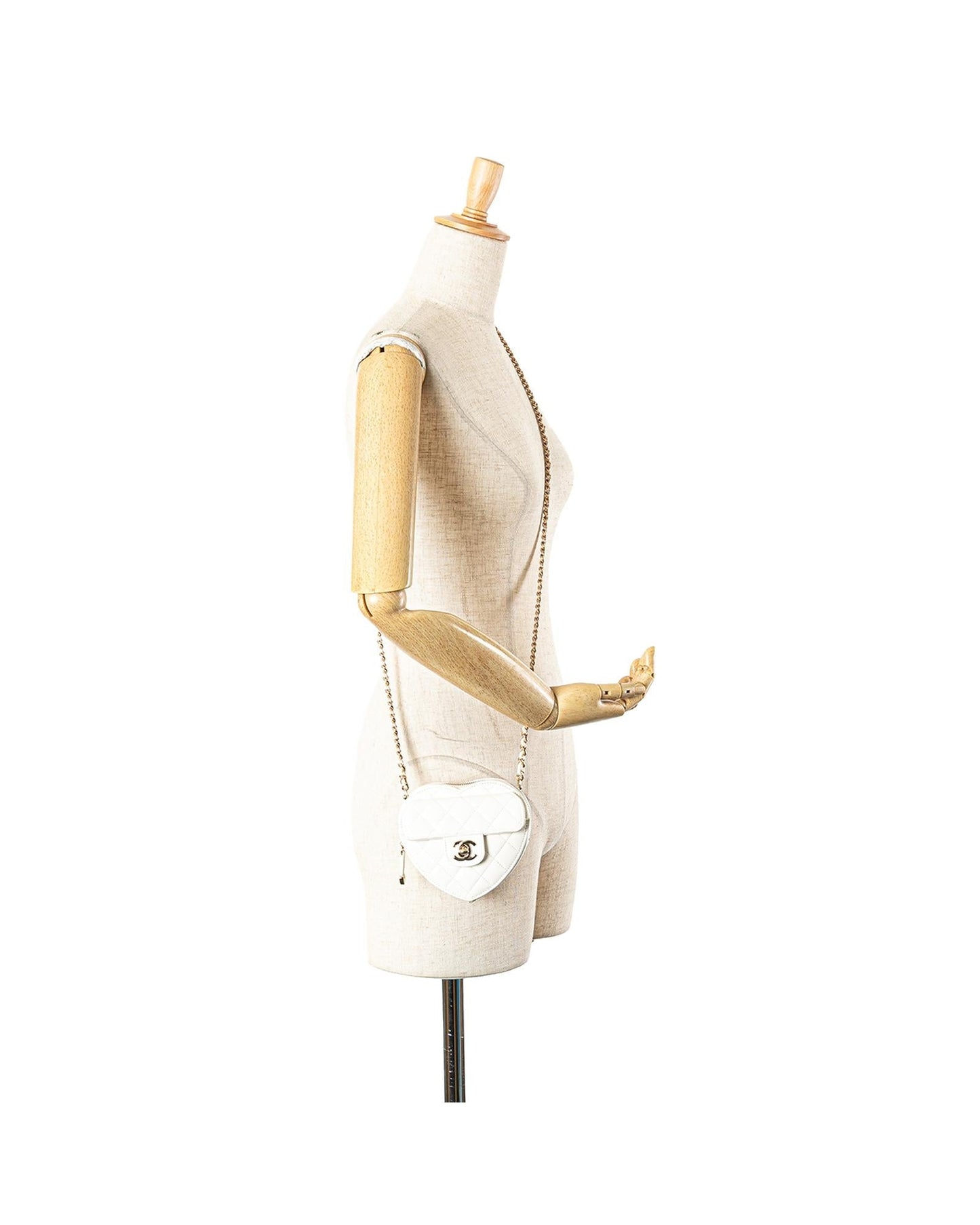 Mini Lambskin Heart Crossbody Bag with Quilted Leather and Chain Strap