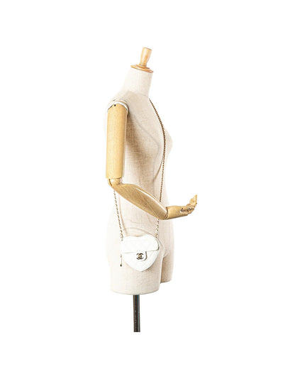Mini Lambskin Heart Crossbody Bag with Quilted Leather and Chain Strap