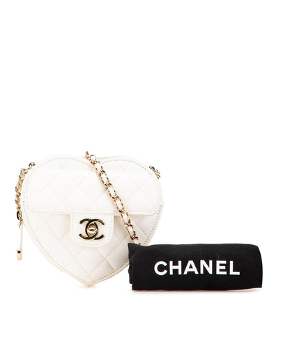 Mini Lambskin Heart Crossbody Bag with Quilted Leather and Chain Strap