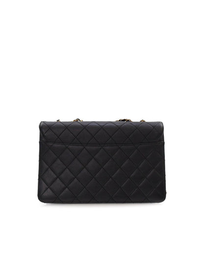 Quilted Sheepskin Leather Crossbody Bag with Chain Strap