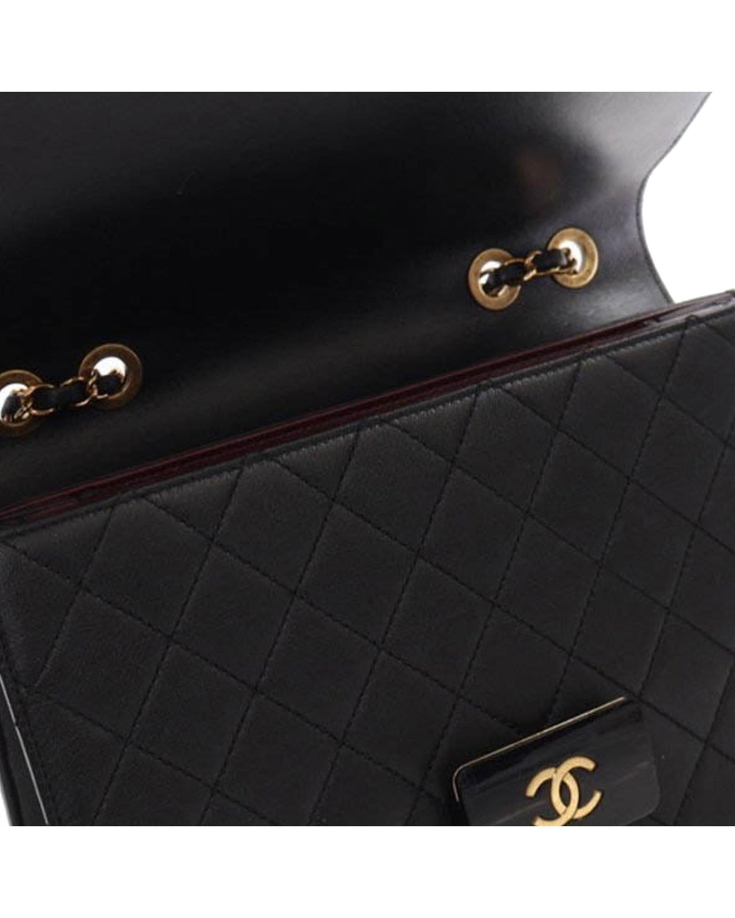 Quilted Sheepskin Leather Crossbody Bag with Chain Strap