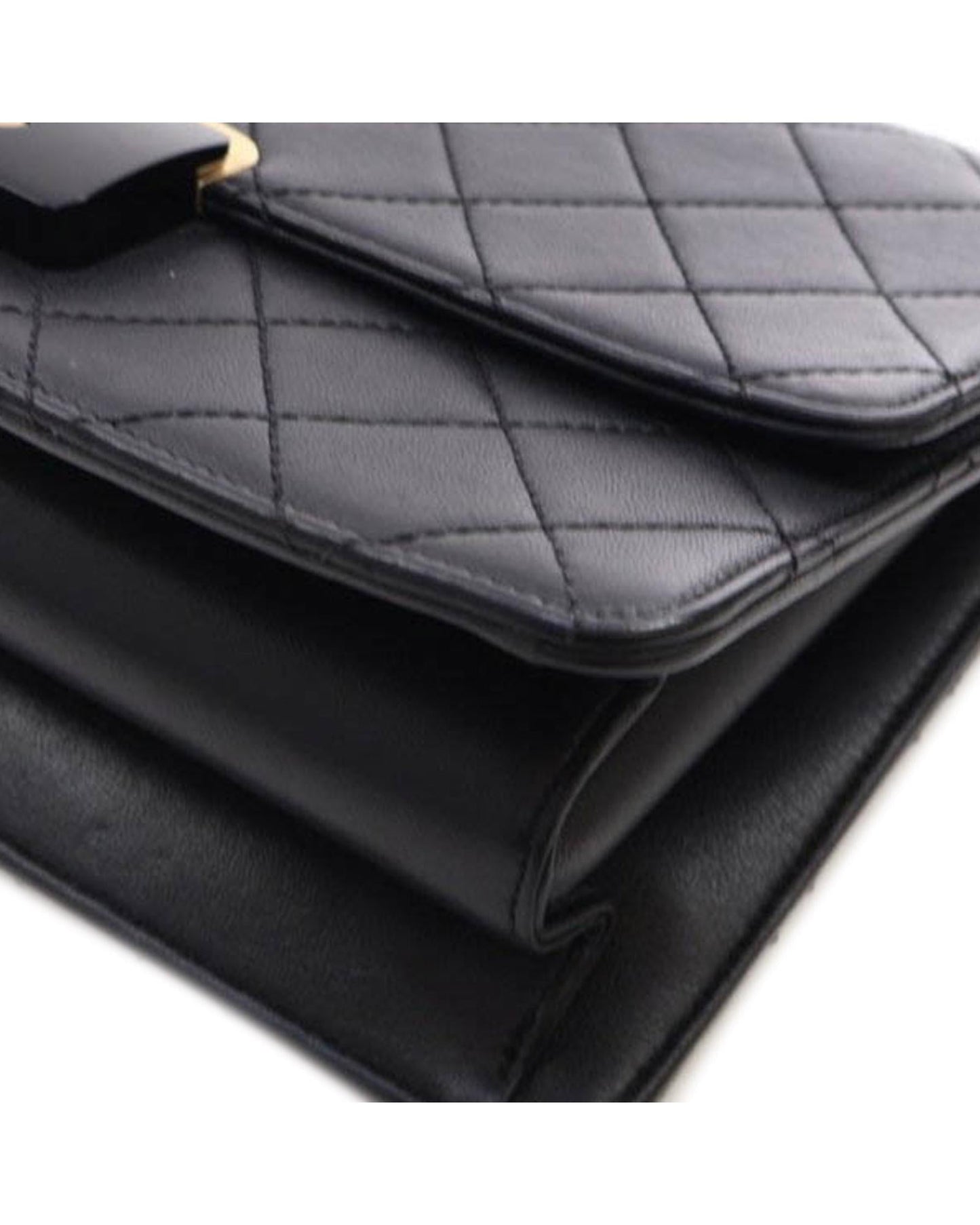 Quilted Sheepskin Leather Crossbody Bag with Chain Strap