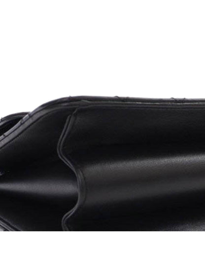 Quilted Sheepskin Leather Crossbody Bag with Chain Strap