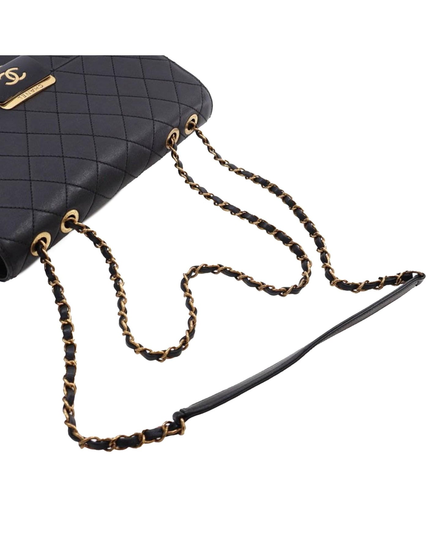 Quilted Sheepskin Leather Crossbody Bag with Chain Strap