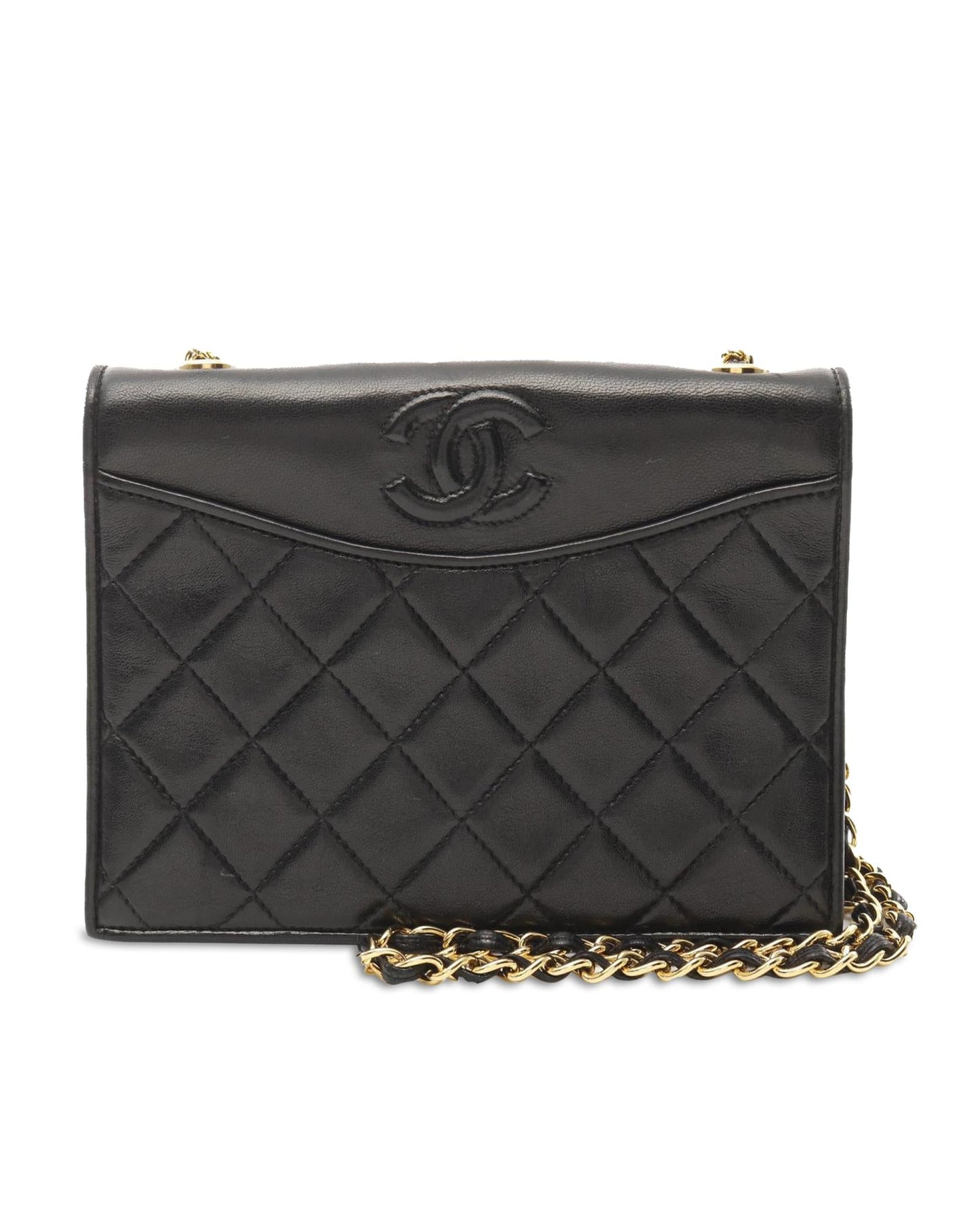 Quilted Lambskin Leather Crossbody Bag with Chain Strap