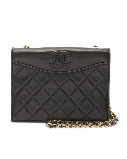 Quilted Lambskin Leather Crossbody Bag with Chain Strap
