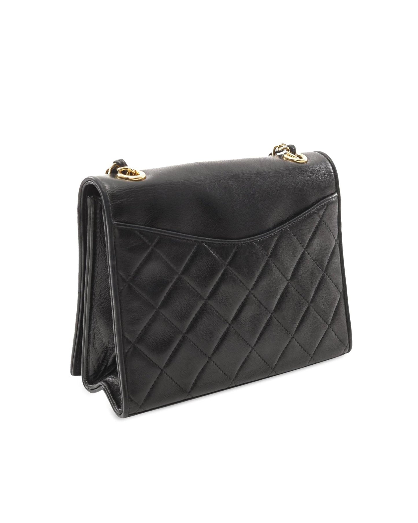 Quilted Lambskin Leather Crossbody Bag with Chain Strap
