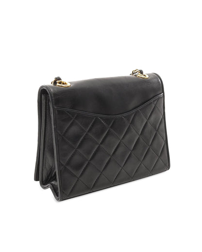 Quilted Lambskin Leather Crossbody Bag with Chain Strap