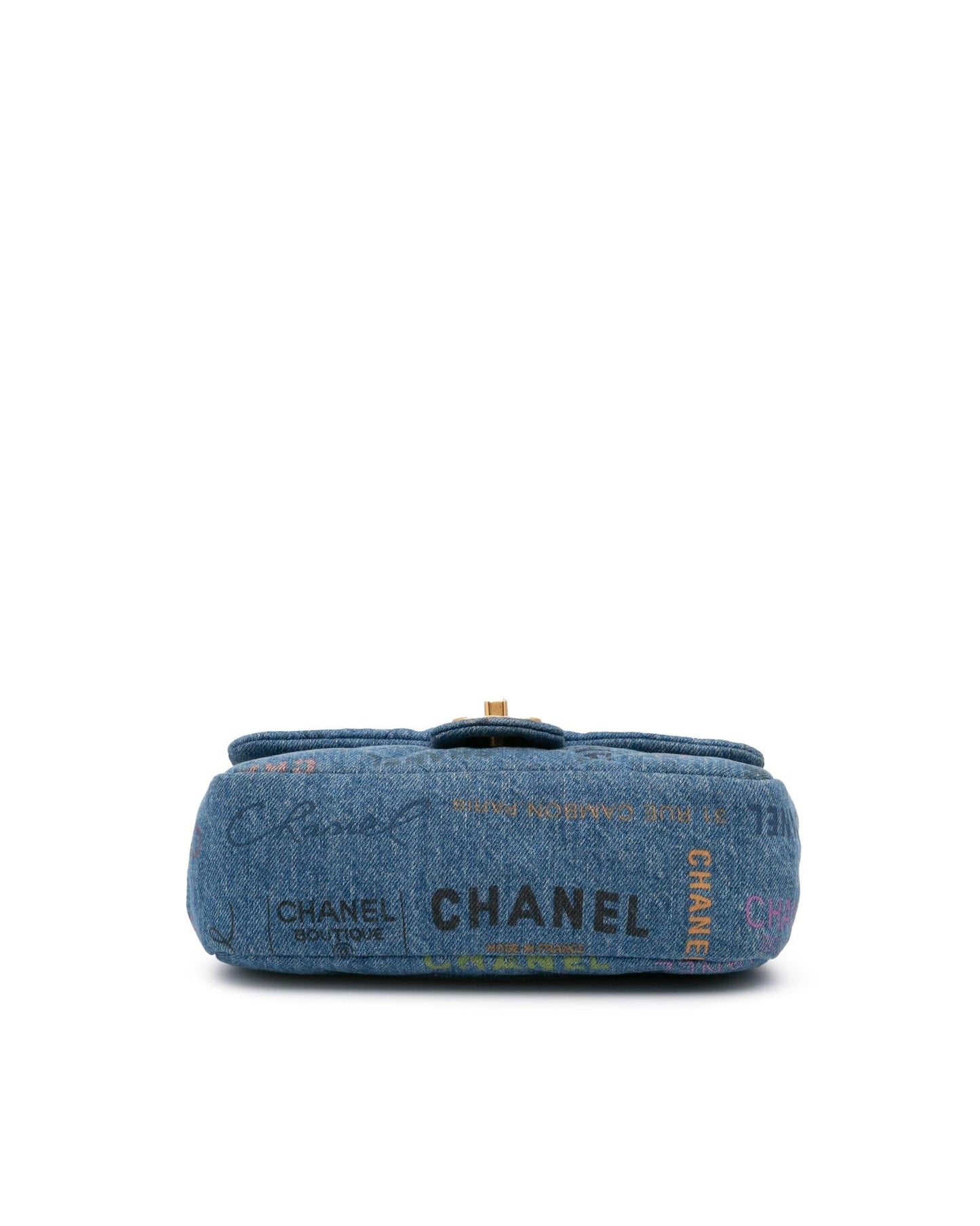 Mini Rectangular Quilted Denim Crossbody Bag with Chain Strap