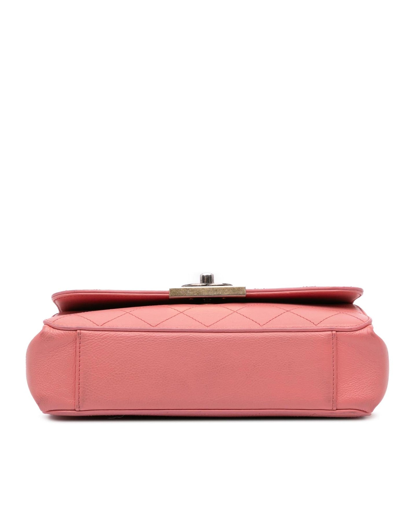 Quilted Calfskin Flap Crossbody Bag with Chain Strap and Twist Lock Closure