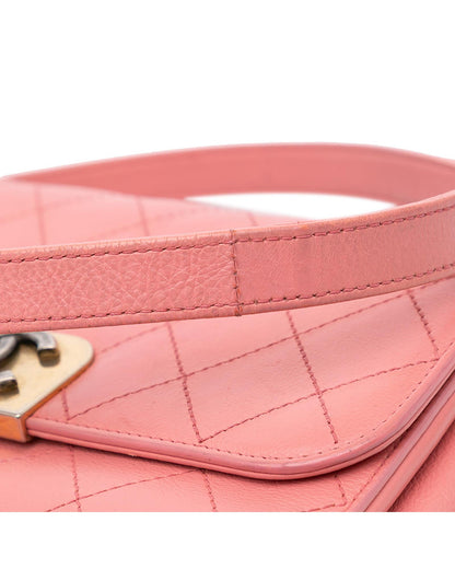 Quilted Calfskin Flap Crossbody Bag with Chain Strap and Twist Lock Closure