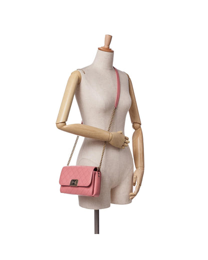 Quilted Calfskin Flap Crossbody Bag with Chain Strap and Twist Lock Closure