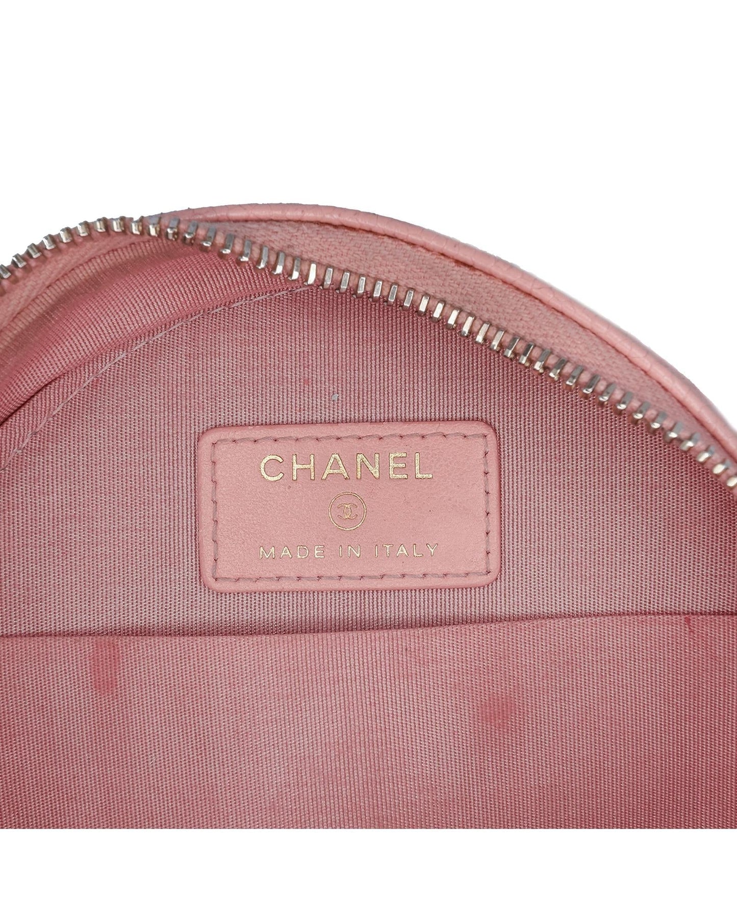 Quilted Leather Filigree Round Crossbody Bag with Chain Strap
