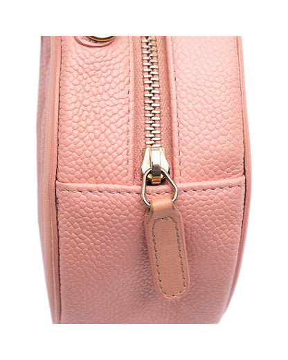 Quilted Leather Filigree Round Crossbody Bag with Chain Strap