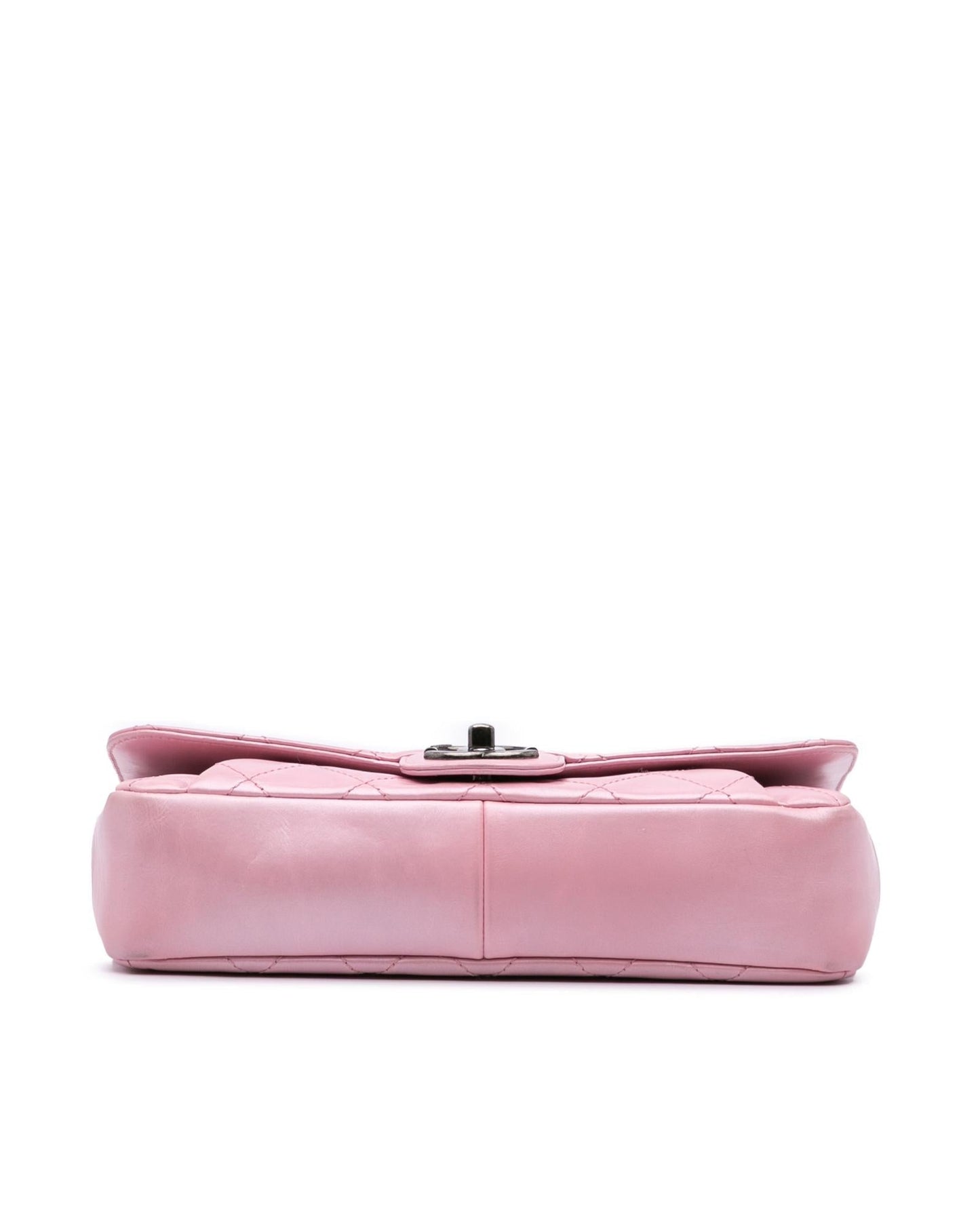 Metallic Calfskin Quilted Crossbody Bag with Chain Strap and Metal Lock Closure