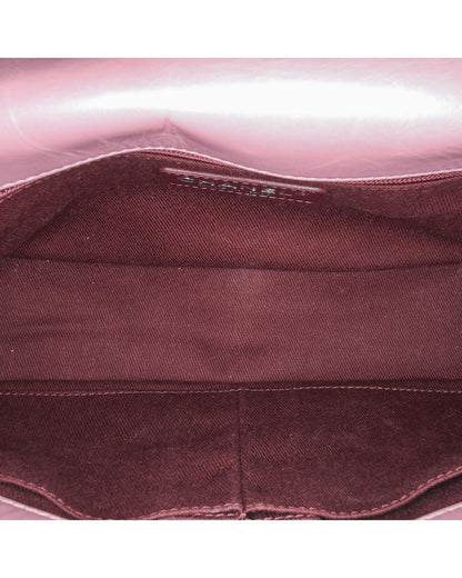 Metallic Calfskin Quilted Crossbody Bag with Chain Strap and Metal Lock Closure