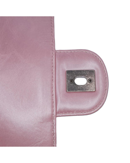 Metallic Calfskin Quilted Crossbody Bag with Chain Strap and Metal Lock Closure