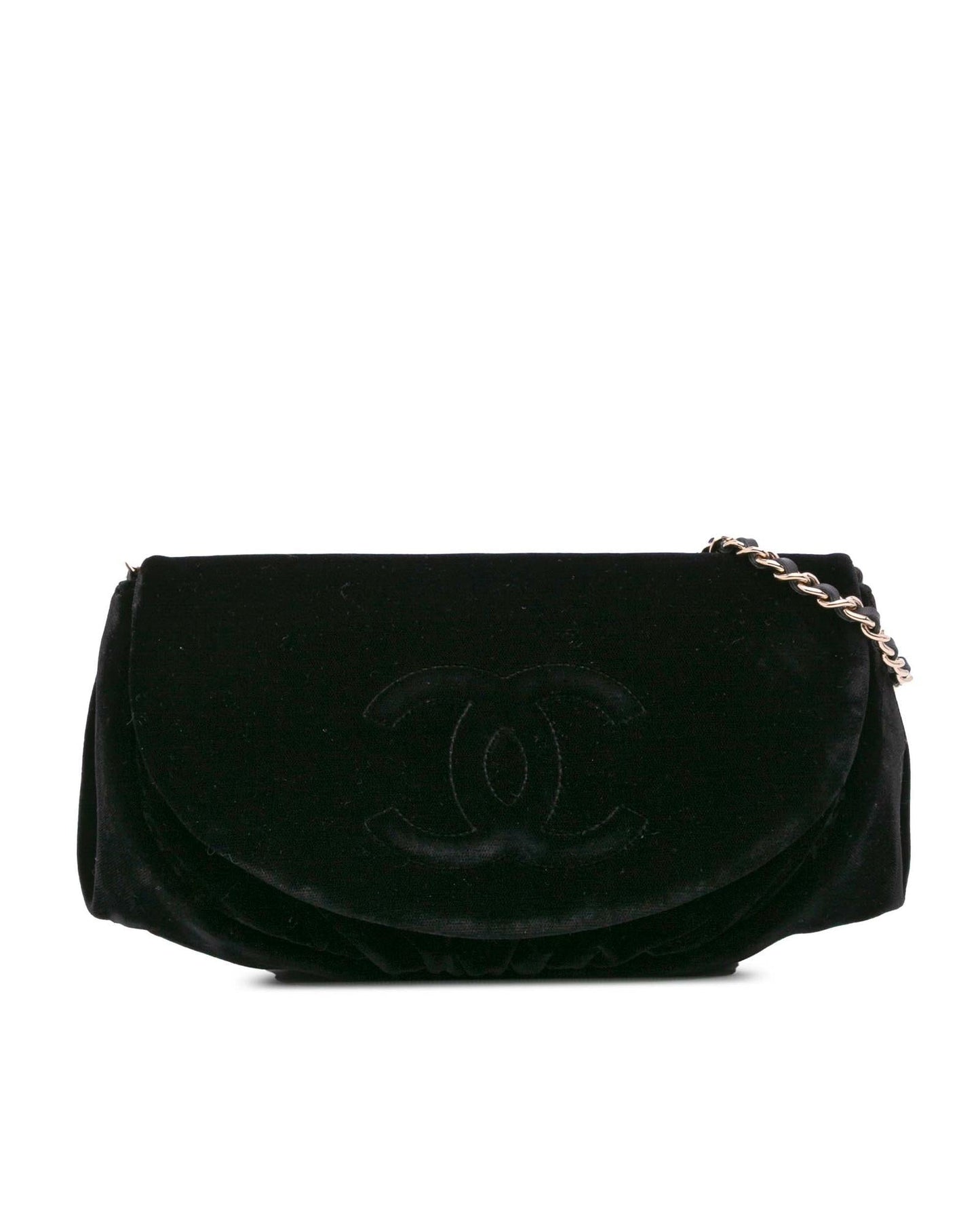 Velvet Half Moon Crossbody Wallet with Chain Strap