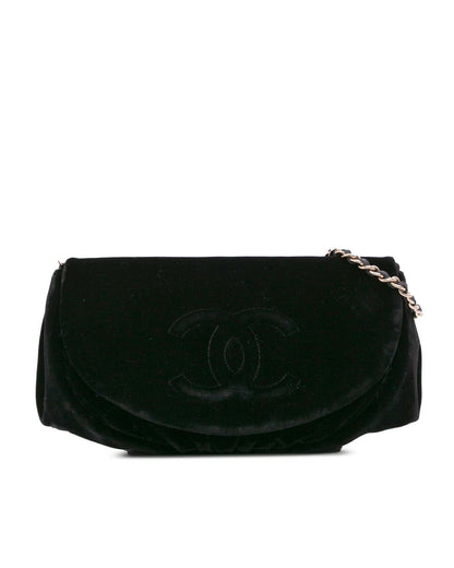 Velvet Half Moon Crossbody Wallet with Chain Strap