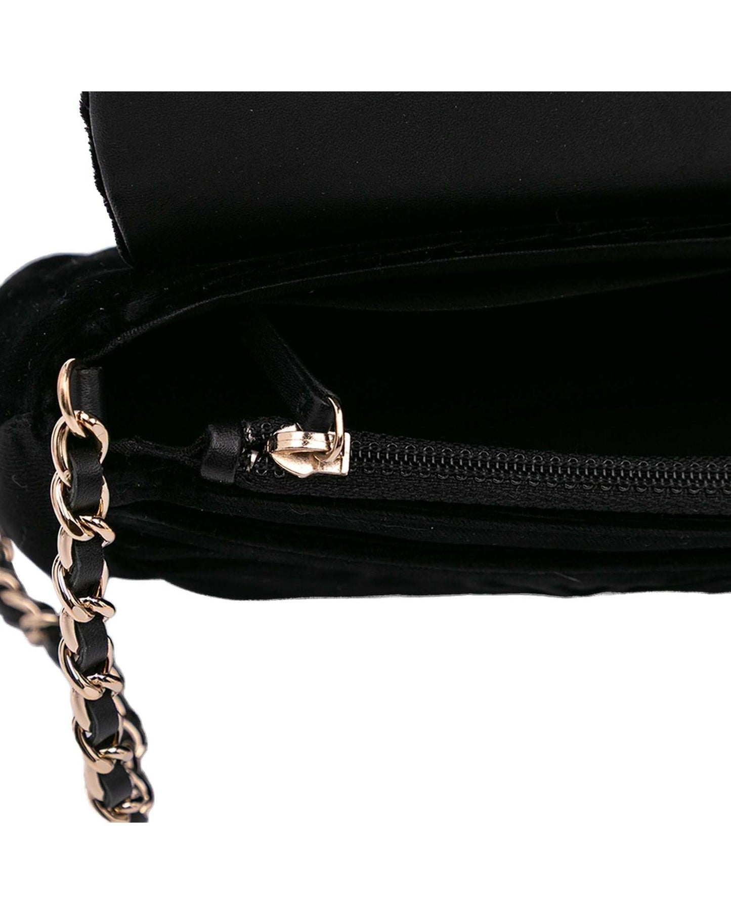 Velvet Half Moon Crossbody Wallet with Chain Strap