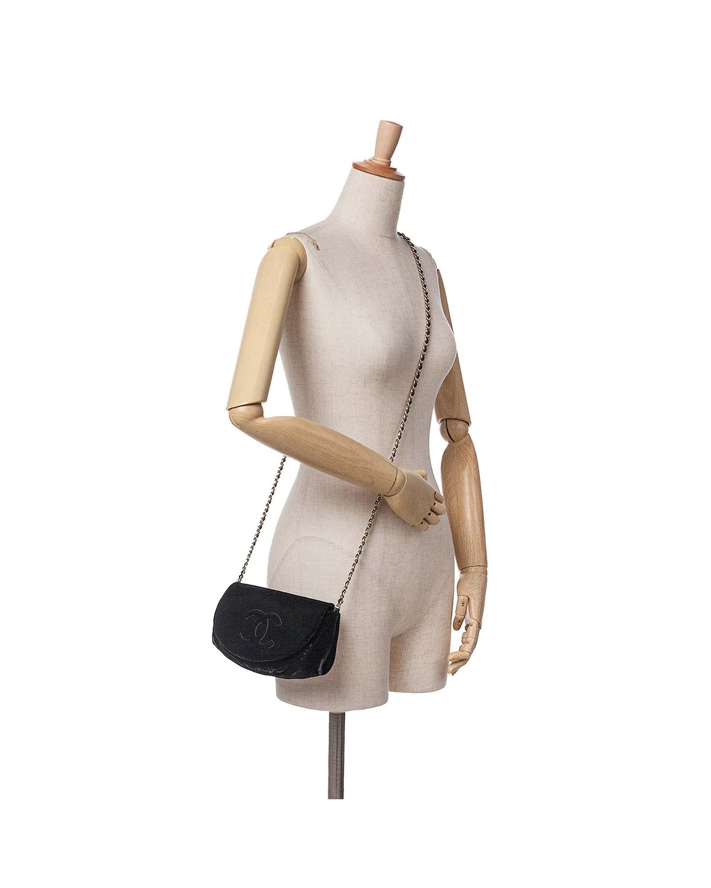 Velvet Half Moon Crossbody Wallet with Chain Strap