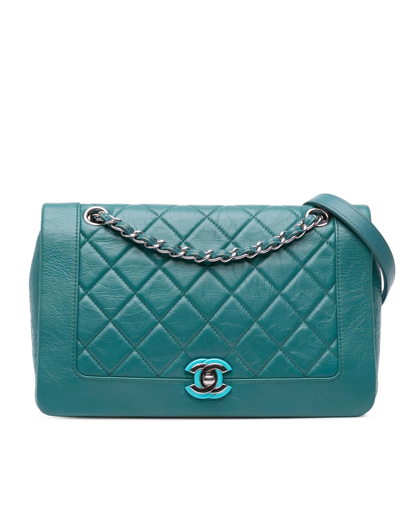 Medium Crumpled Calfskin Vintage Full Flap Crossbody Bag