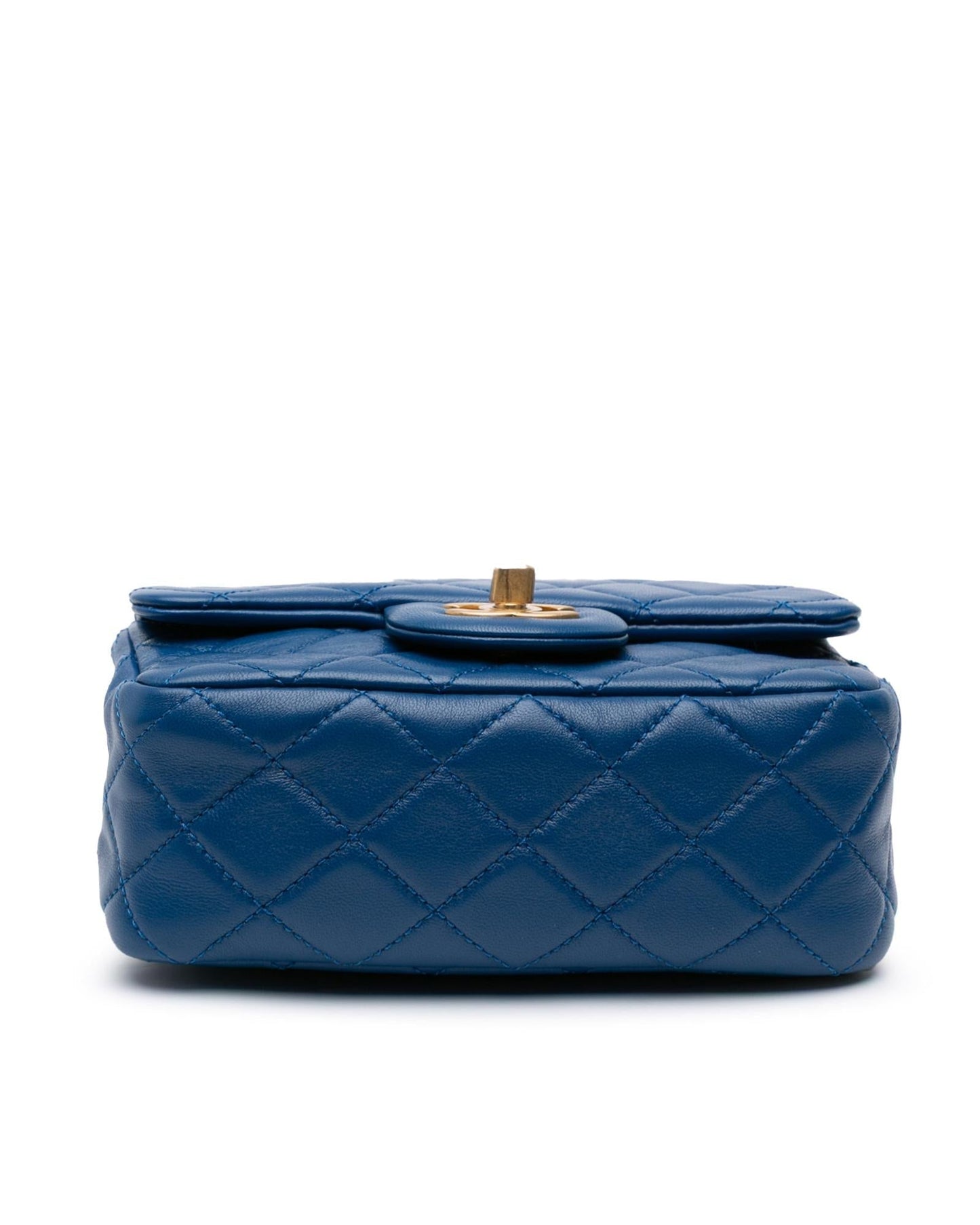 Mini Square Classic Lambskin Pearl Crush Flap Crossbody Bag