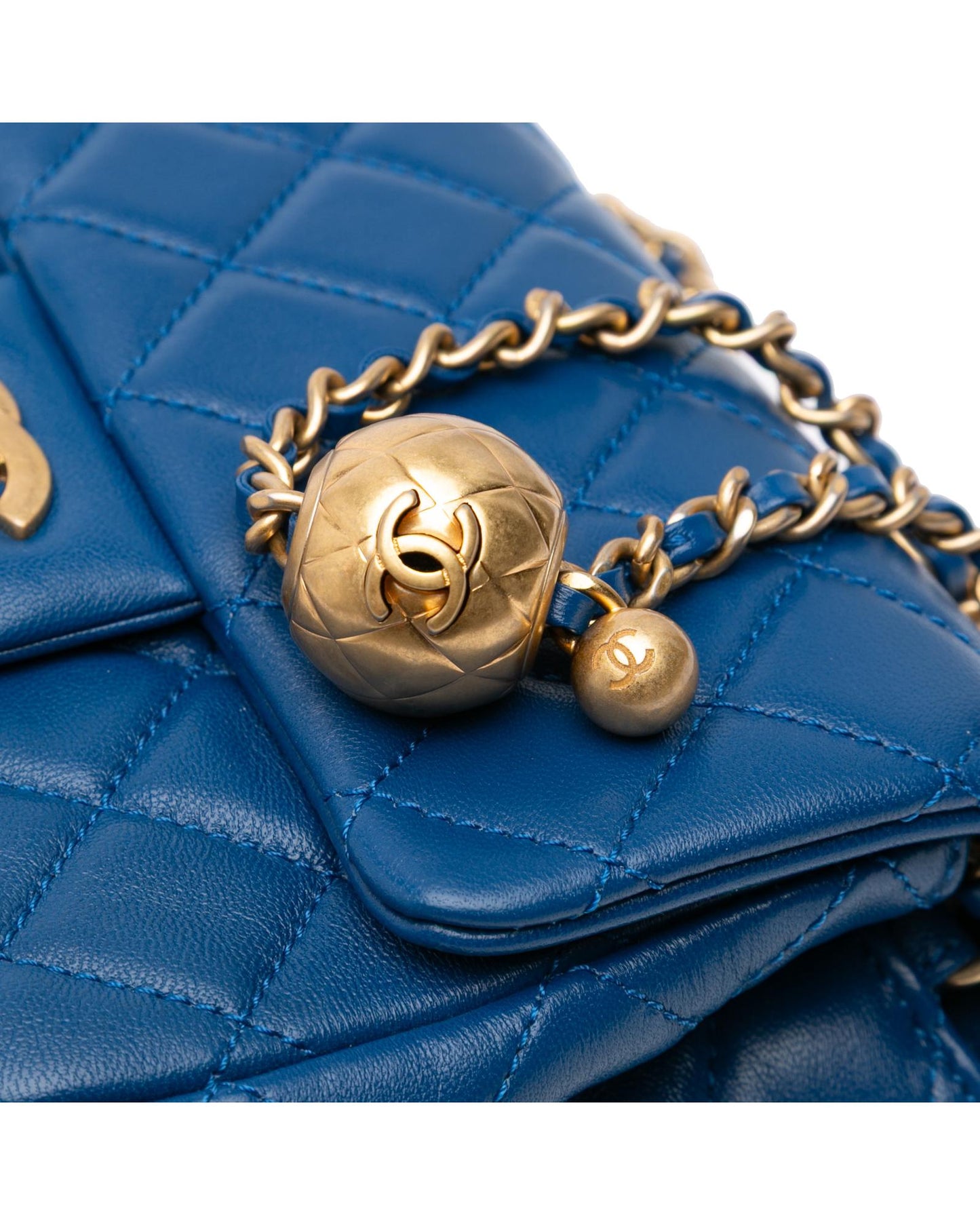 Mini Square Classic Lambskin Pearl Crush Flap Crossbody Bag
