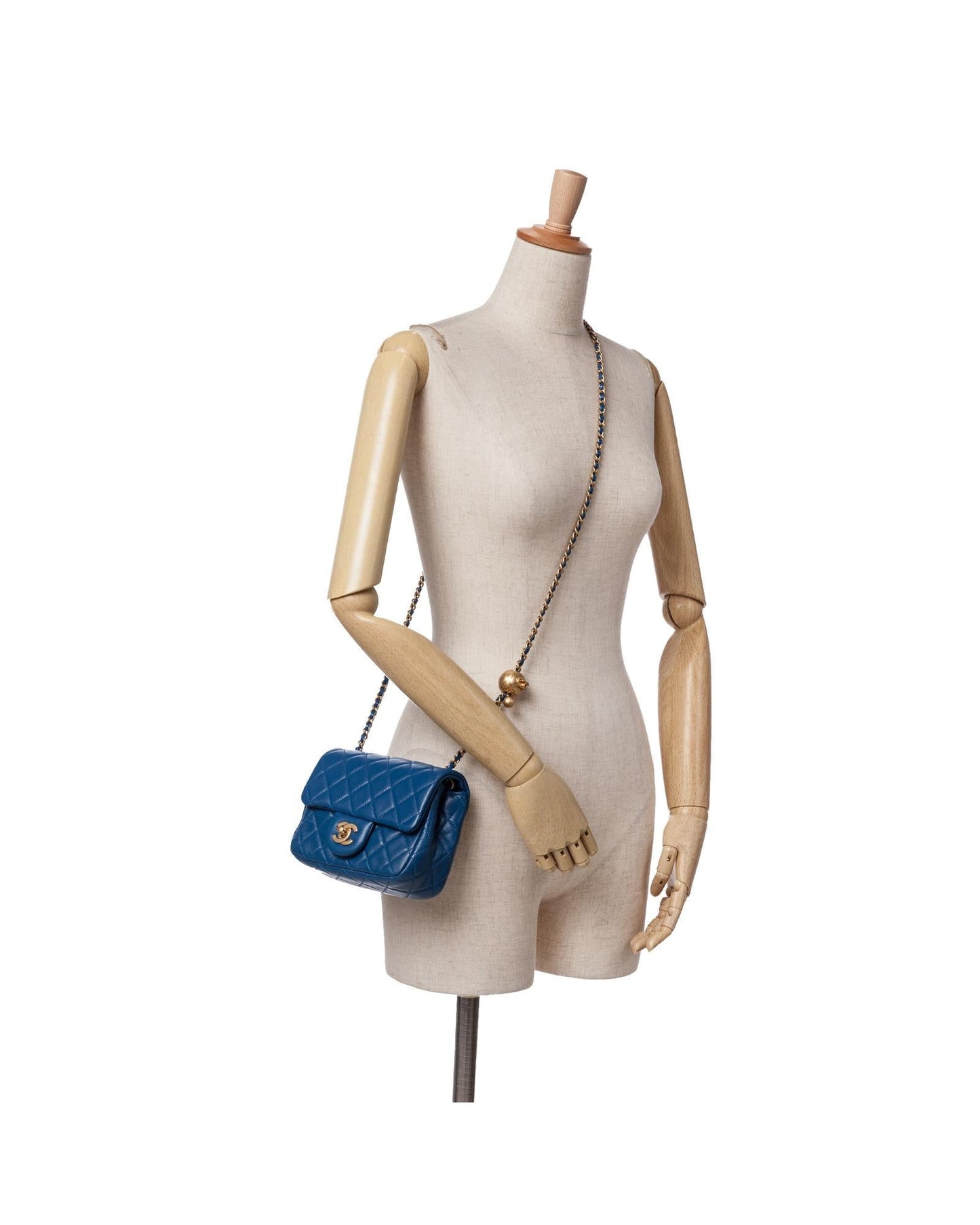 Mini Square Classic Lambskin Pearl Crush Flap Crossbody Bag