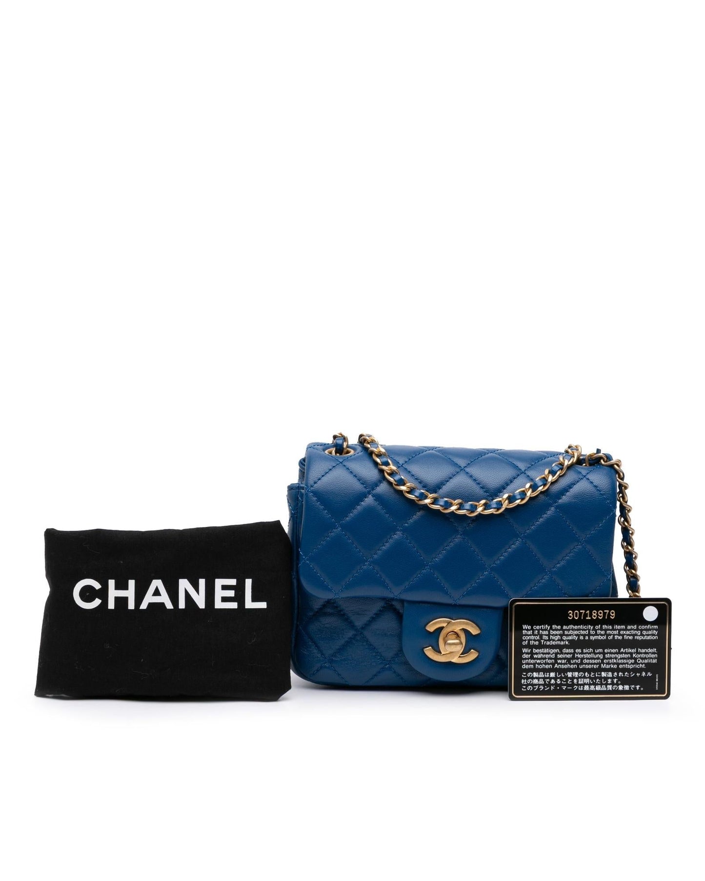 Mini Square Classic Lambskin Pearl Crush Flap Crossbody Bag