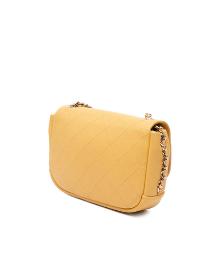 Quilted Goatskin Crossbody Bag with Leather-Woven Chain Strap