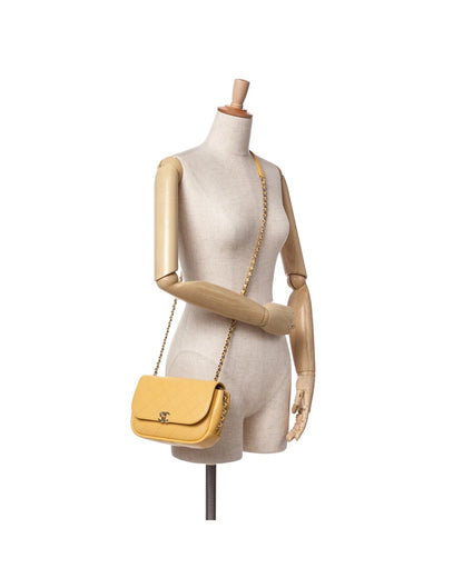 Quilted Goatskin Crossbody Bag with Leather-Woven Chain Strap