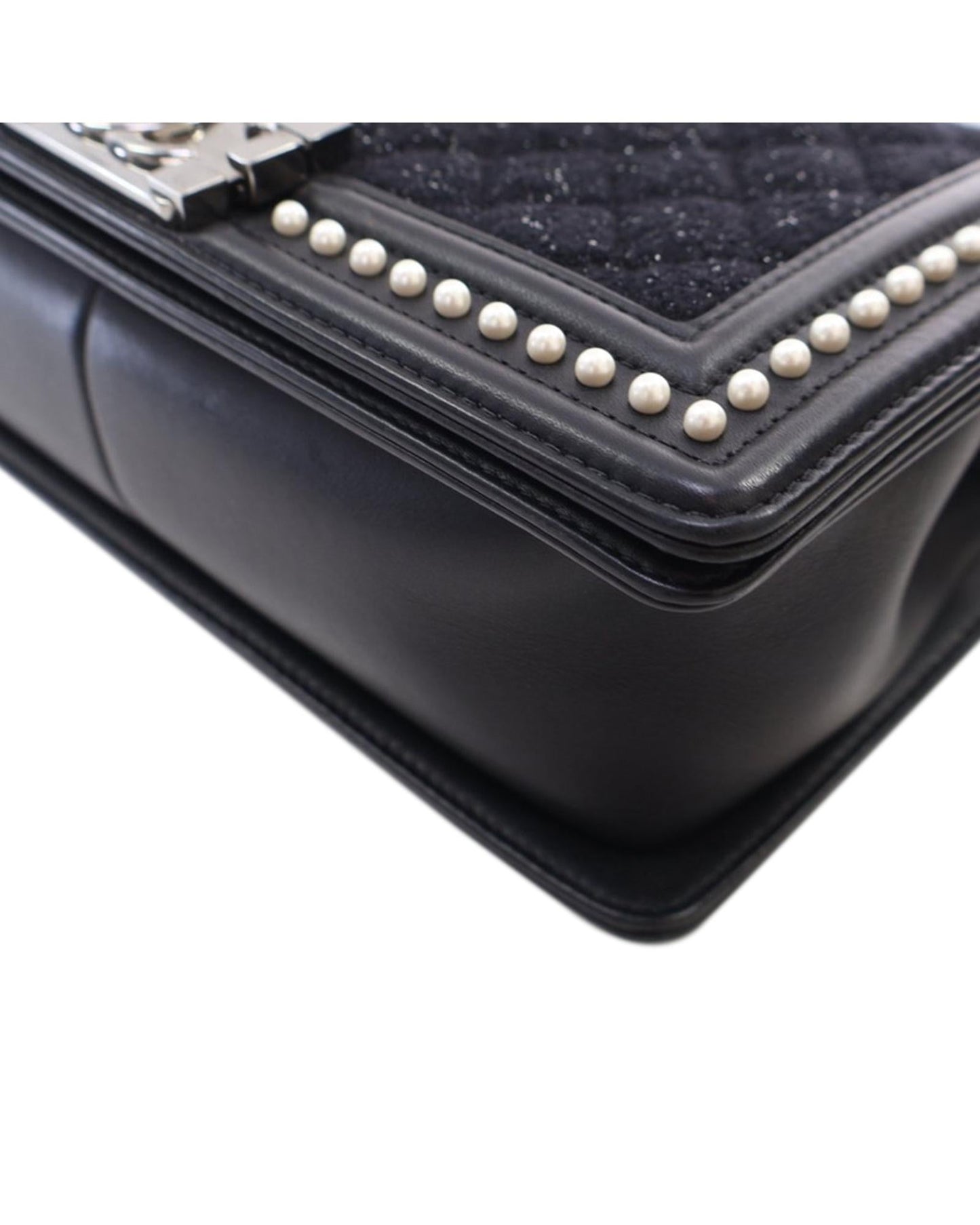 Medium Tweed and Calfskin Pearl Boy Flap Crossbody Bag
