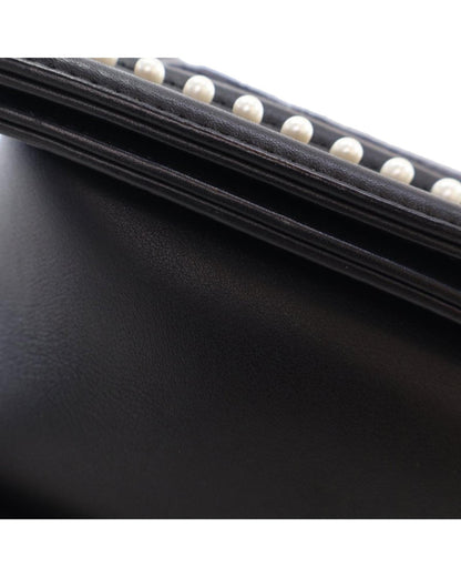 Medium Tweed and Calfskin Pearl Boy Flap Crossbody Bag