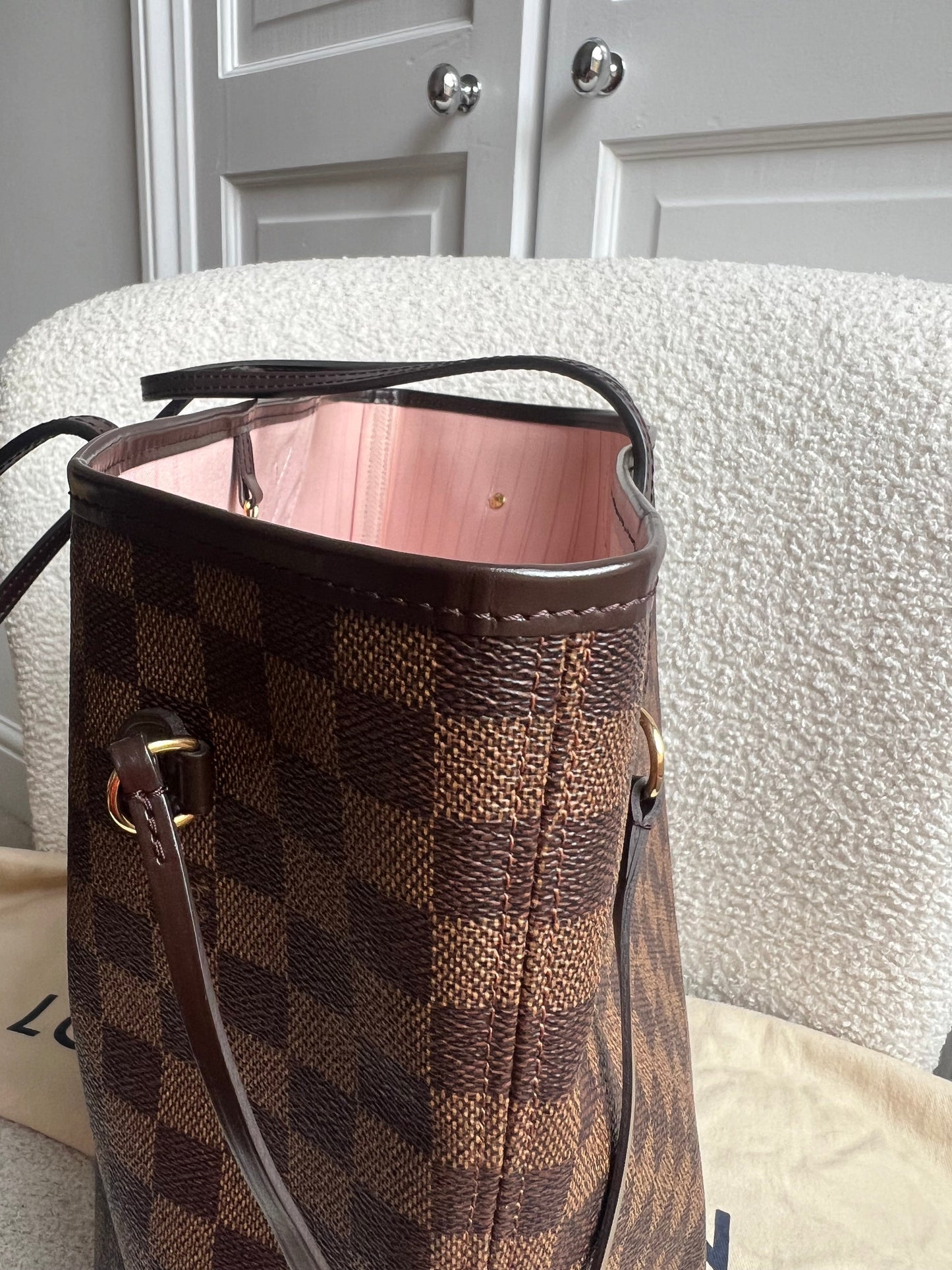 Louis Vuitton Neverfull MM Damier Ebene Rose Ballerine (RRP £1430)