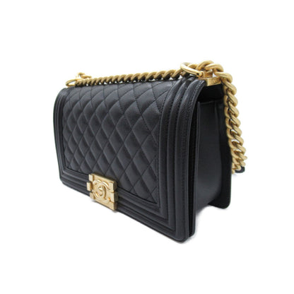 Chanel Boy Caviar Chain Shoulder Bag Black
