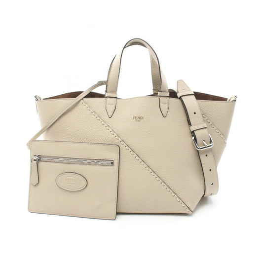 Fendi Selleria Diagonal Leather Tote Bag