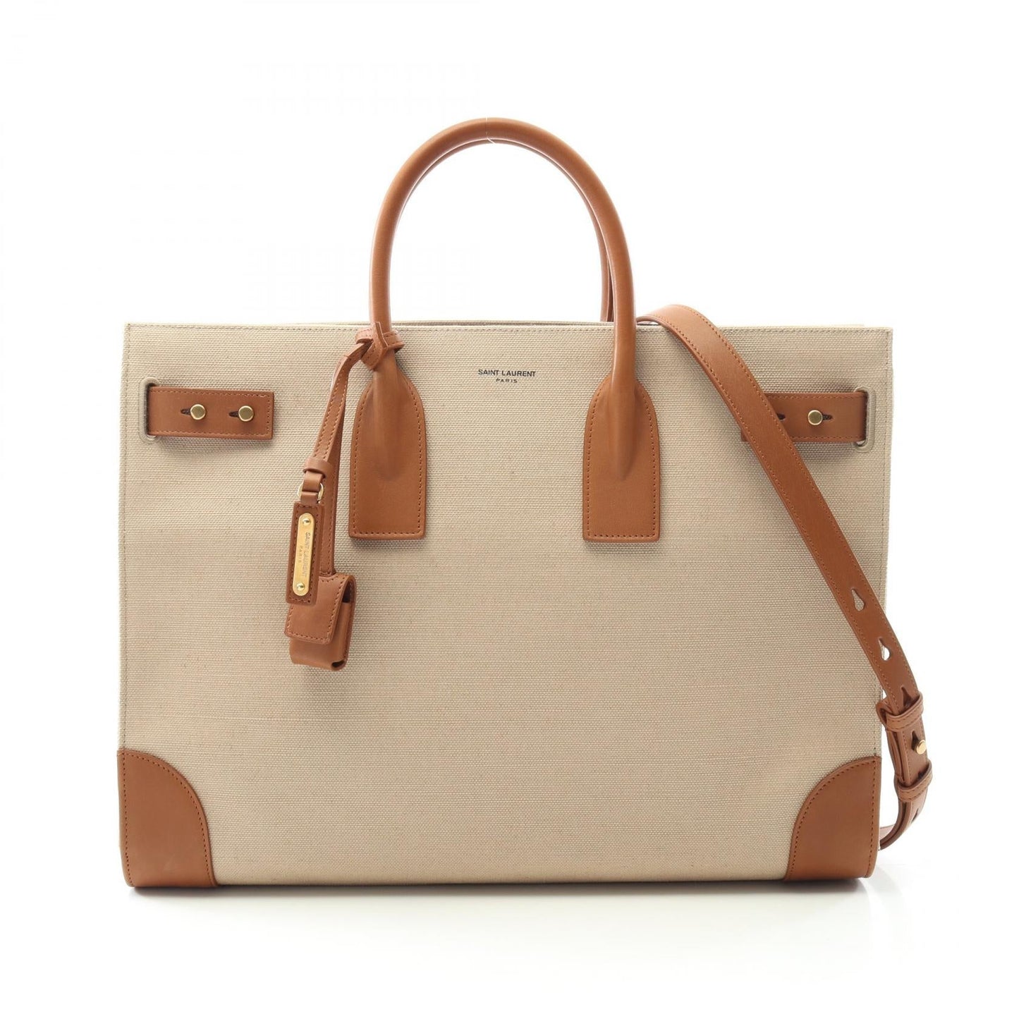 Saint Laurent Sac De Jour Canvas Leather Tote Bag