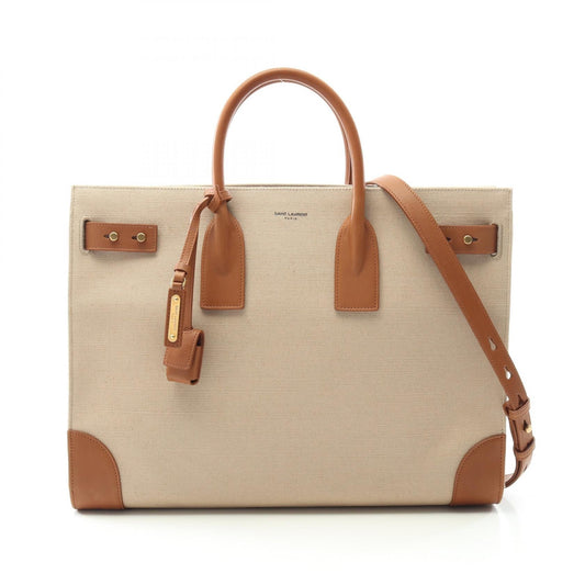 Saint Laurent Sac De Jour Canvas Leather Tote Bag