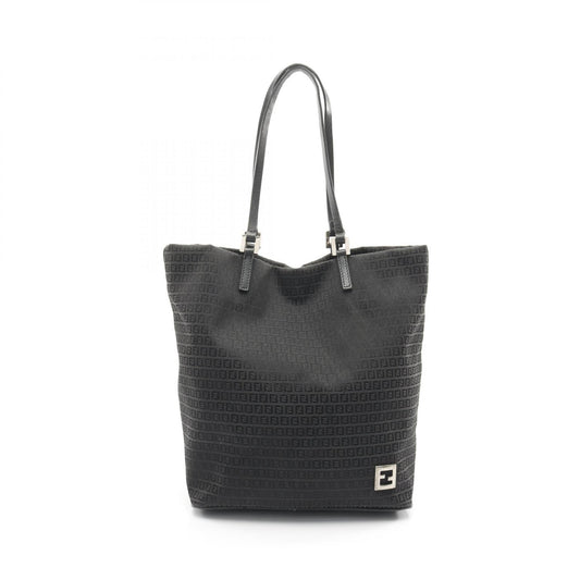 Fendi Zucchino Canvas Leather Tote Bag