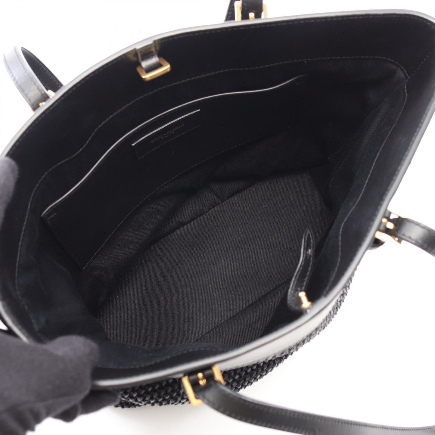 Saint Laurent Paris East West Tote Bag Leather Straw Tote Bag